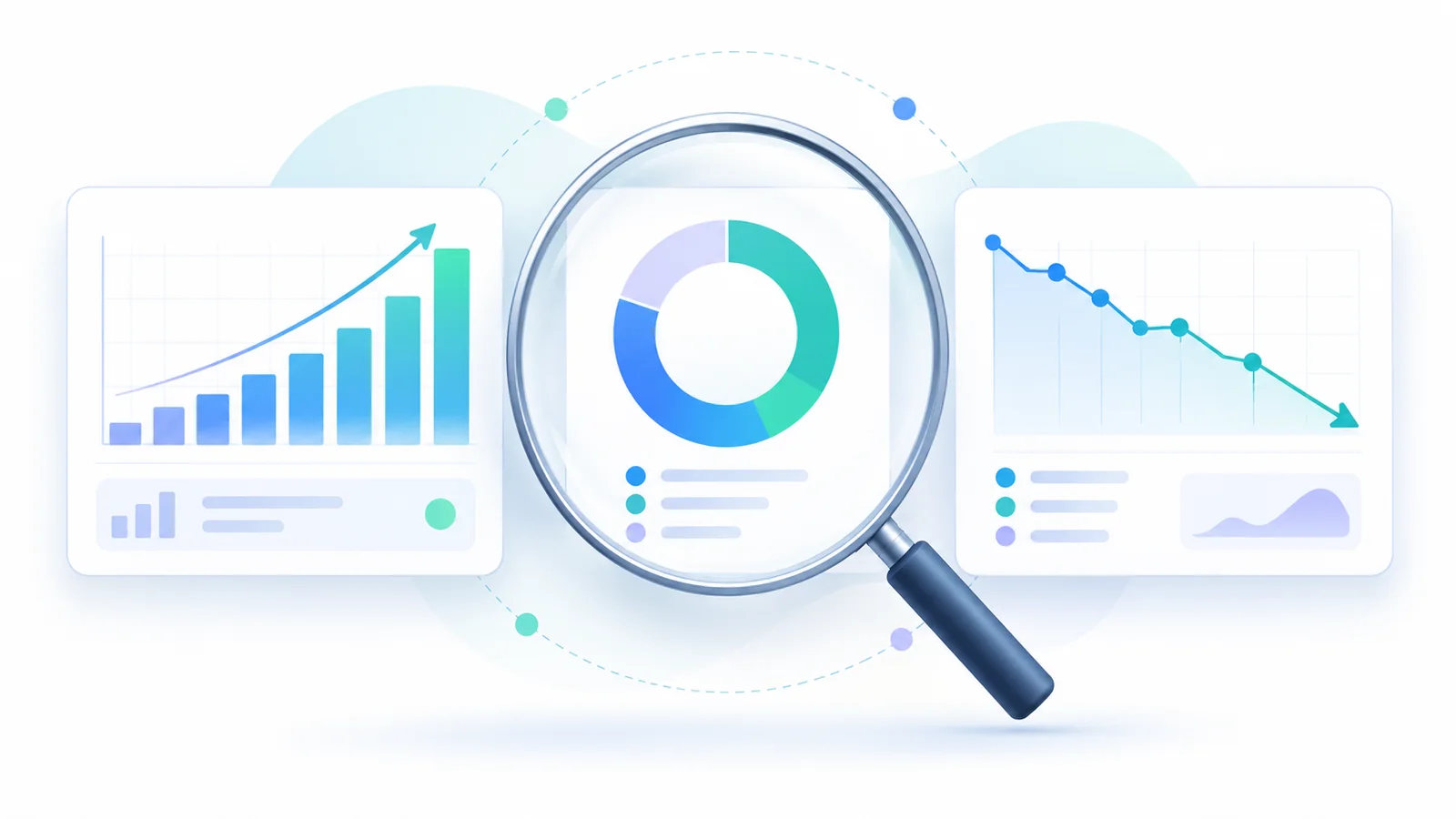 Search Consoleの表示回数・クリック率・掲載順位を比較して記事改善を検討するイラスト