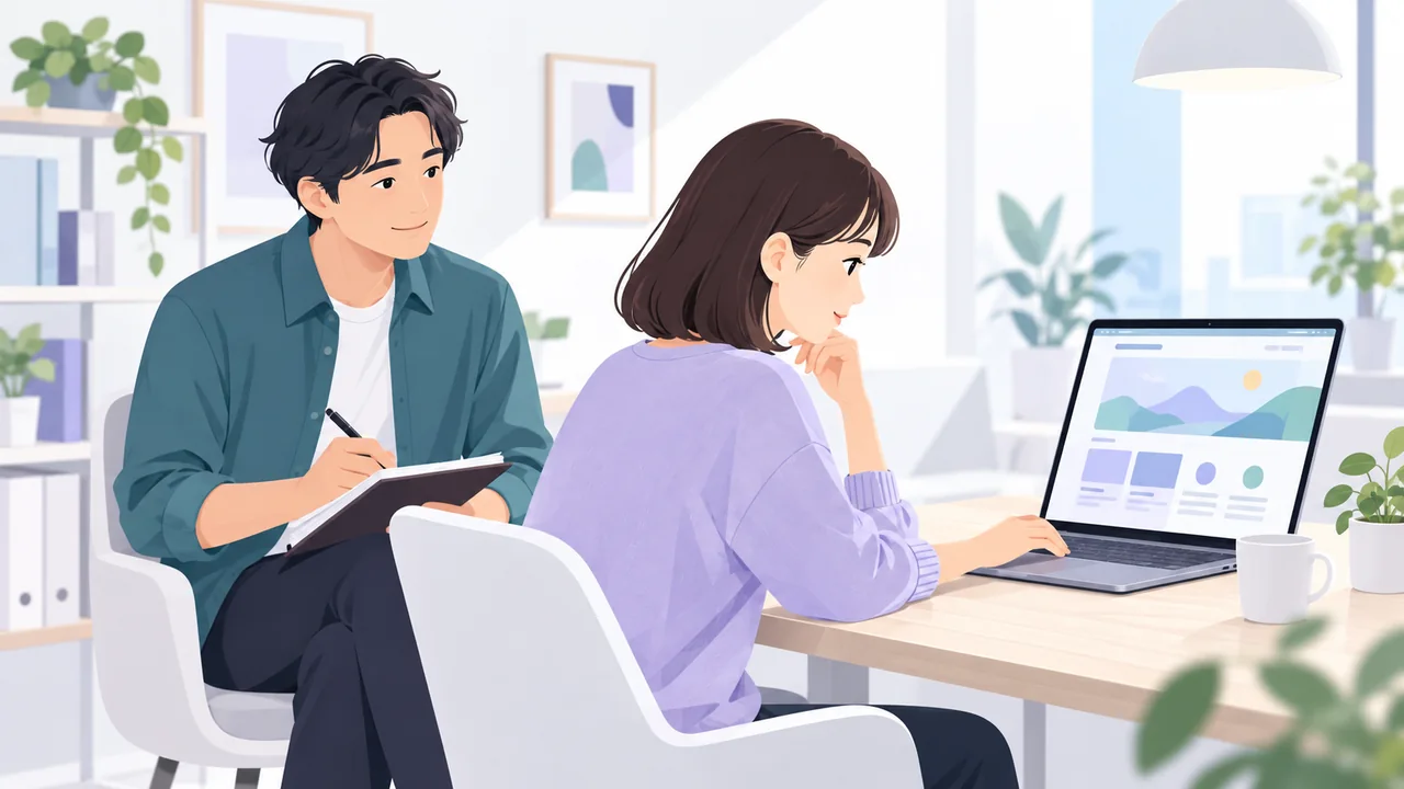 初めてホームページを使う人の様子を、口を挟まず記録する担当者